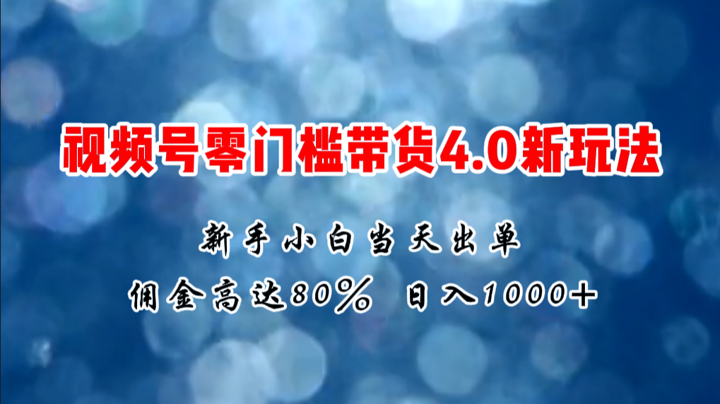 微信视频号零门槛带货4.0新玩法，新手小白当天见收益，日入1000+-钞能力网全创