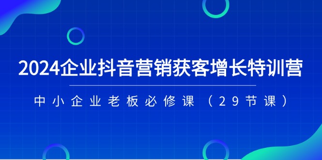 2024企业抖音营销获客增长特训营，中小企业老板必修课（29节课）-钞能力网全创