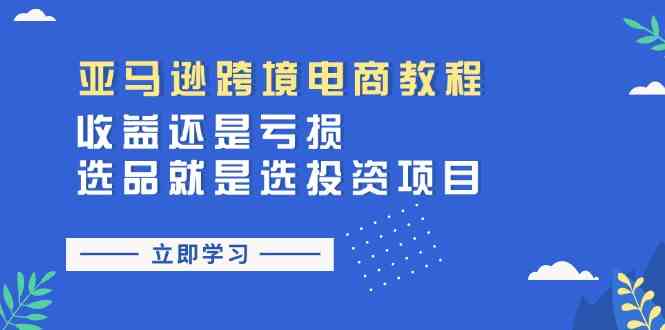 亚马逊跨境电商教程：收益还是亏损！选品就是选投资项目-钞能力网全创