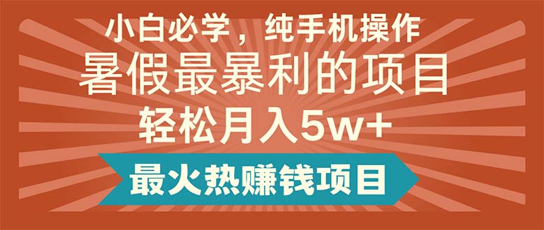 （11583期）小白必学，纯手机操作，暑假最暴利的项目轻松月入5w+最火热赚钱项目-钞能力网全创