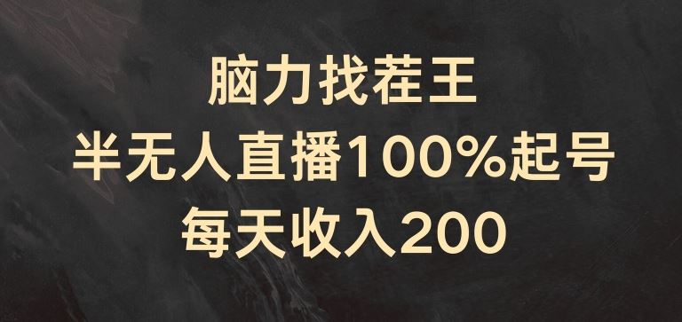 脑力找茬王，半无人直播100%起号，每天收入200+【揭秘】-钞能力网全创