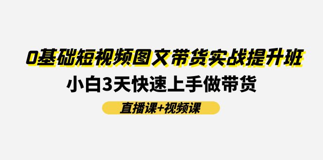 0基础短视频图文带货实战提升班，小白3天快速上手做带货(直播课+视频课)-钞能力网全创
