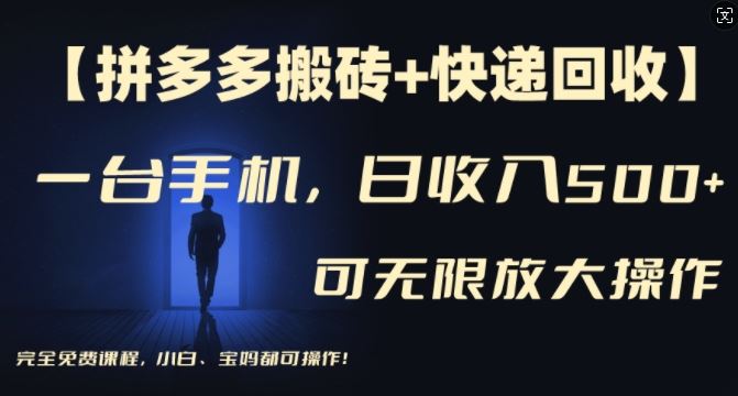 【快递回收】+拼多多搬砖一台手机，日入500+，多号矩阵收益无上限，小白宝妈都可操作-钞能力网全创
