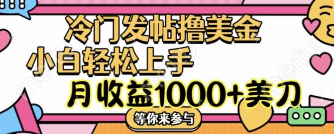 冷门发帖撸美金项目，月收益1000+美金，简单无脑，干就完了【揭秘】-钞能力网全创