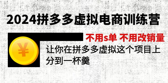 （12024期）2024拼多多虚拟电商训练营 不s单 不改销量  做虚拟项目分一杯羹(更新10节)-钞能力网全创