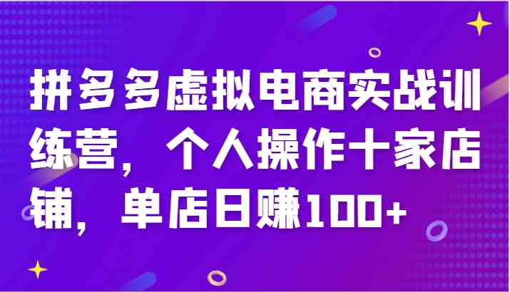 拼多多虚拟电商实战训练营，个人操作十家店铺，单店日赚100+-钞能力网全创