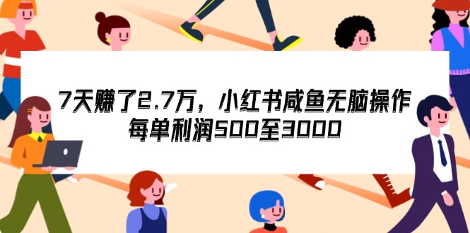 （12192期）7天收了2.7万，小红书咸鱼无脑操作，每单利润500至3000-钞能力网全创