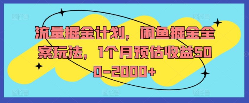流量掘金计划，闲鱼掘金全案玩法，1个月预估收益500-2000+-钞能力网全创