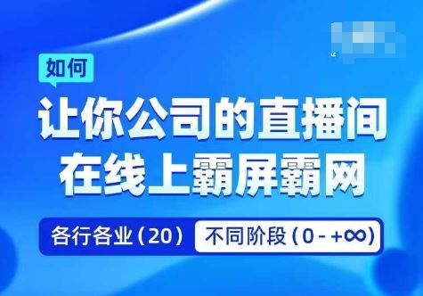 企业矩阵直播霸屏实操课，让你公司的直播间在线上霸屏霸网-钞能力网全创