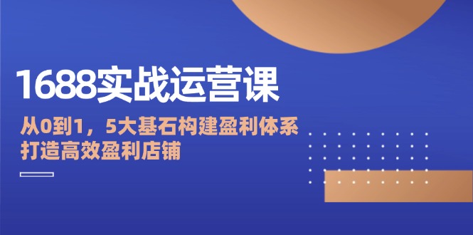 （12482期）1688实战运营课：从0到1，5大基石构建盈利体系，打造高效盈利店铺-钞能力网全创