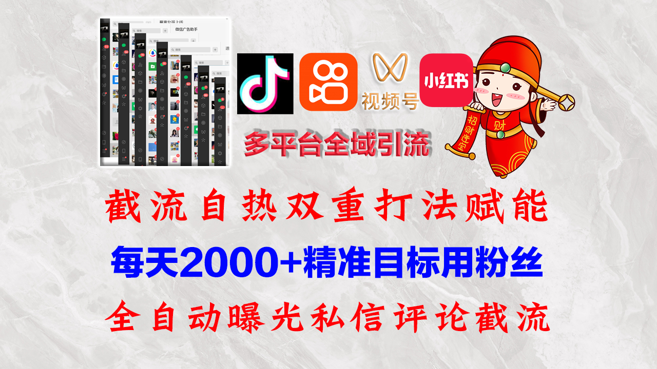 （12559期）快手，抖音，小红书，视频号多平台全自动引流获客系统 精准全域引流，…-钞能力网全创