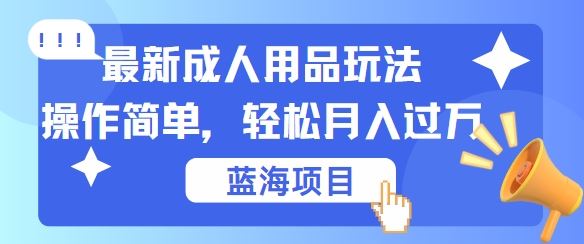 最新成人用品项目玩法，操作简单，动动手，轻松日入几张【揭秘】-钞能力网全创