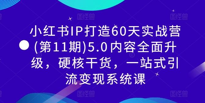 小红书IP打造60天实战营(第11期)5.0​内容全面升级，硬核干货，一站式引流变现系统课-钞能力网全创