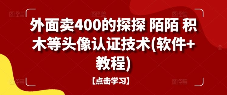 外面卖400的探探 陌陌 积木等头像认证技术(软件+教程)-钞能力网全创