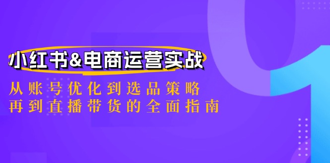 小红书&电商运营实战：从账号优化到选品策略，再到直播带货的全面指南-钞能力网全创