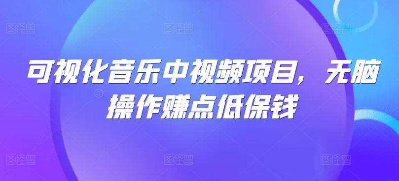 可视化音乐中视频项目，无脑操作赚点低保钱-钞能力网全创