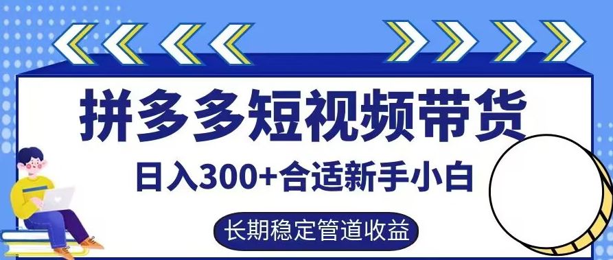 拼多多短视频带货日入300+有长期稳定被动收益，合适新手小白【揭秘】-钞能力网全创
