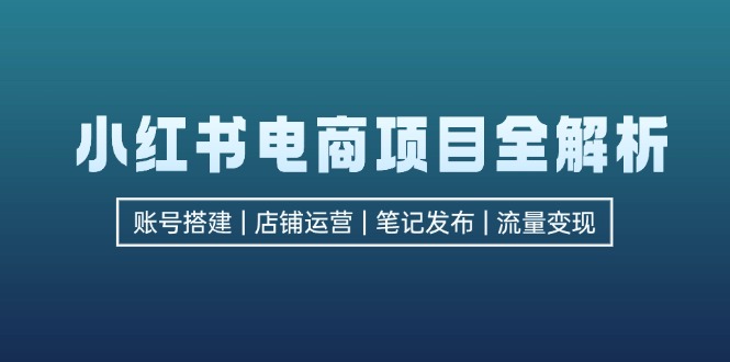 小红书电商项目全解析，包括账号搭建、店铺运营、笔记发布  实现流量变现-钞能力网全创