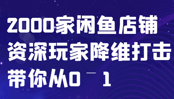 闲鱼已经饱和？纯扯淡！2000家闲鱼店铺资深玩家降维打击带你从0–1-钞能力网全创
