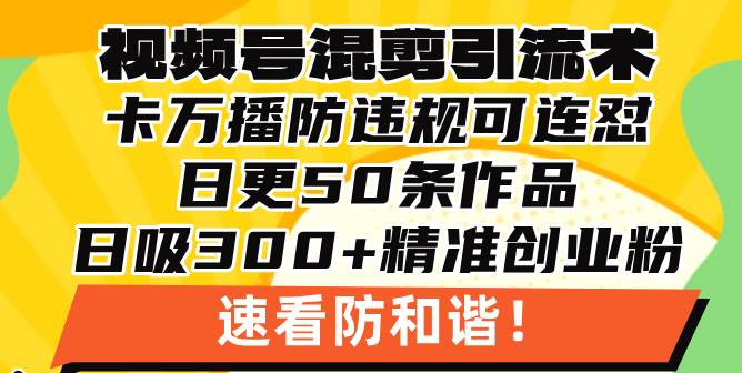 视频号混剪引流技术，500万播放引流17000创业粉，操作简单当天学会-钞能力网全创