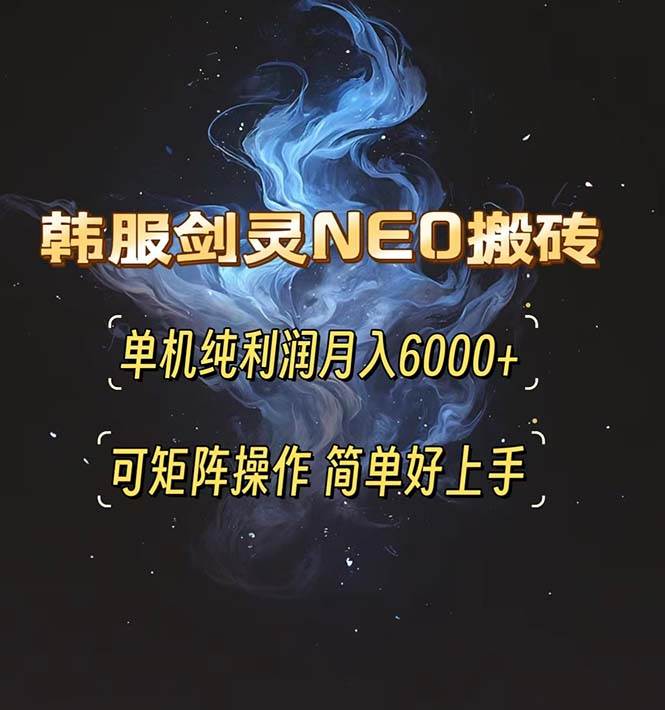 韩服剑灵NEO搬砖攻略，单机纯利润月入6000+ 可矩阵操作，简单好上手。-钞能力网全创