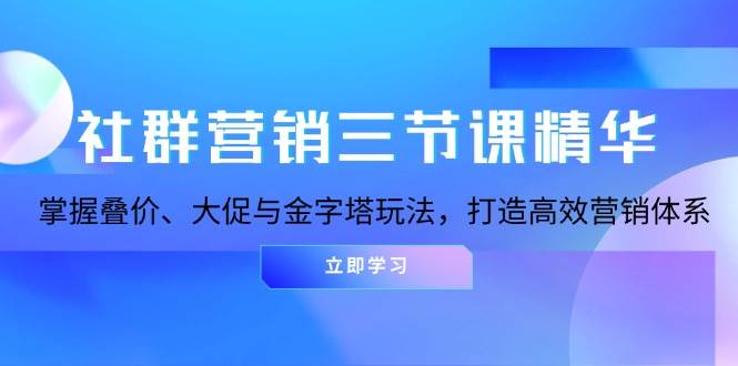 社群营销三节课精华：掌握叠价、大促与金字塔玩法，打造高效营销体系-钞能力网全创