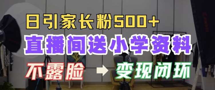 直播间送小学资料，每天引流家长粉500+，变现闭环模式【揭秘】-钞能力网全创