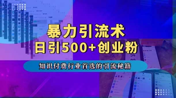 暴力引流术，专业知识付费行业首选的引流秘籍，一天暴流500+创业粉，五个手机流量接不完!-钞能力网全创