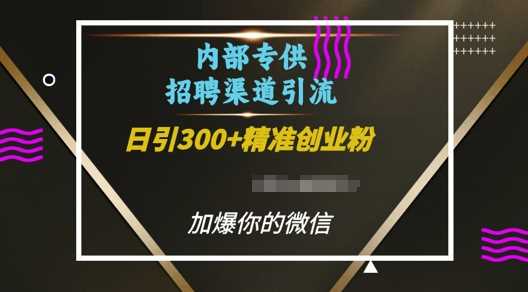 内部招聘渠道日引流300+创业粉，加爆你的微信【揭秘】-钞能力网全创