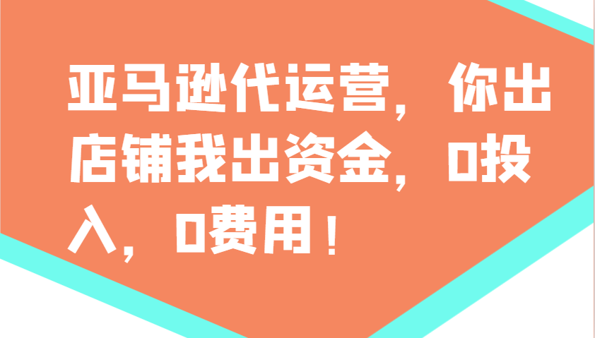 亚马逊代运营，你出店铺我出资金，0投入，0费用，无责任每天300分红，赢亏我承担-钞能力网全创