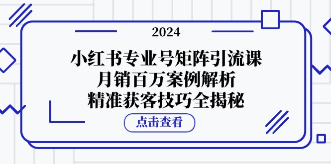 小红书专业号矩阵引流课，月销百万案例解析，精准获客技巧全揭秘-钞能力网全创