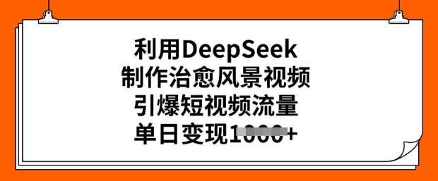 利用DeepSeek制作治愈风景视频，引爆短视频流量，单日变现多张-钞能力网全创