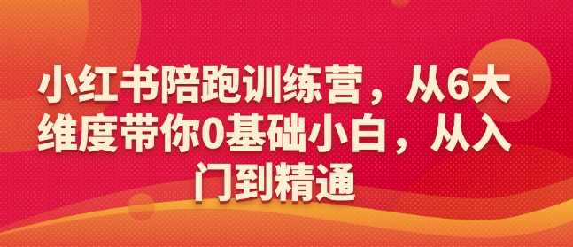小红书陪跑训练营，从6大维度带你0基础小白，从入门到精通-钞能力网全创