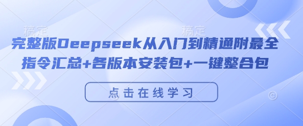 完整版Deepseek从入门到精通附最全指令汇总+各版本安装包+一键整合包-钞能力网全创