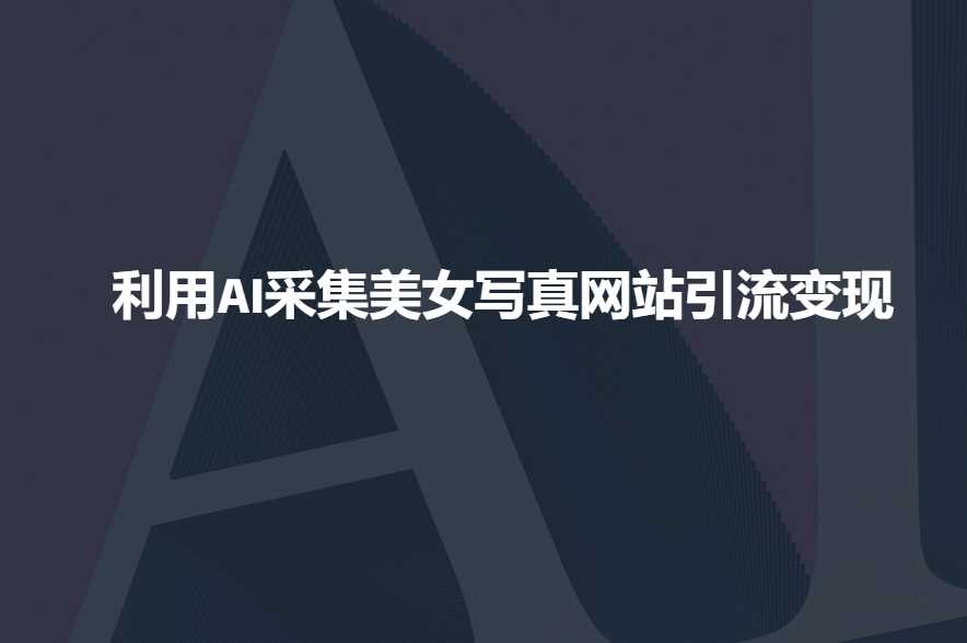 利用AI采集美女写真网站引流变现，引流嘎嘎的-钞能力网全创