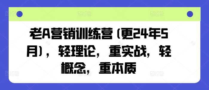 老A营销训练营(更25年1月)，轻理论，重实战，轻概念，重本质-钞能力网全创