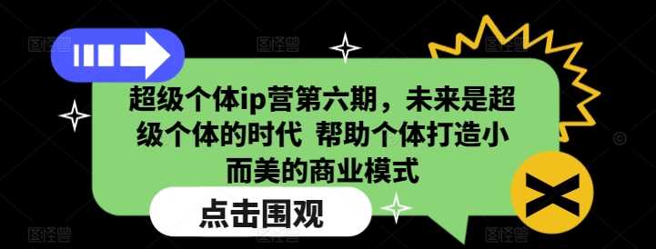 超级个体ip营第六期，未来是超级个体的时代  帮助个体打造小而美的商业模式-钞能力网全创