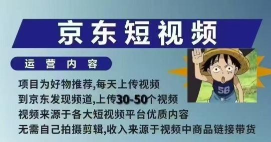 京东短视频带货课，无需自己拍摄剪辑，保姆式教学，两天快速上手-钞能力网全创