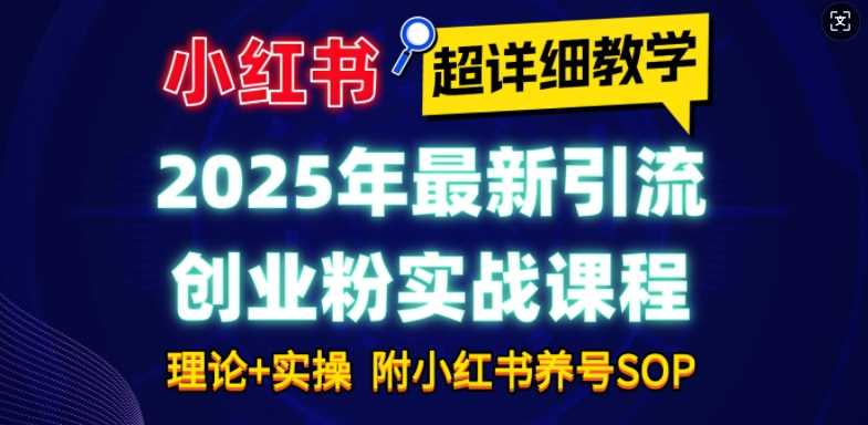 2025年最新小红书引流创业粉实战课程【超详细教学】小白轻松上手，月入1W+，附小红书养号SOP-钞能力网全创