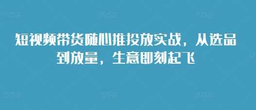 短视频带货随心推投放实战，从选品到放量，生意即刻起飞-钞能力网全创