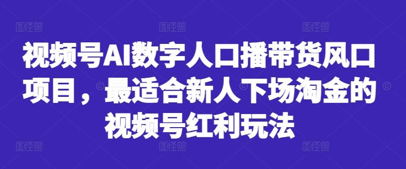 视频号AI数字人口播带货风口项目，最适合新人下场淘金的视频号红利玩法-钞能力网全创