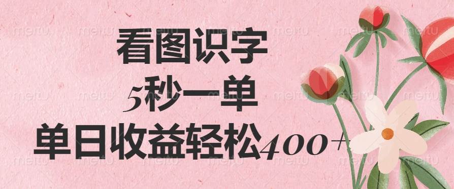 看图识字，5秒一单，单日收益轻松400+-钞能力网全创