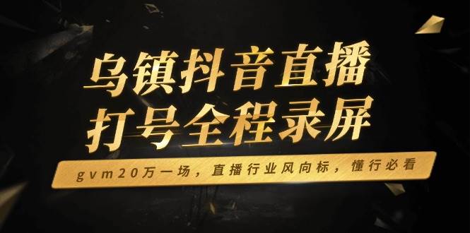 乌镇抖音直播打号全程录屏，gvm20万一场，直播行业风向标，懂行必看-钞能力网全创