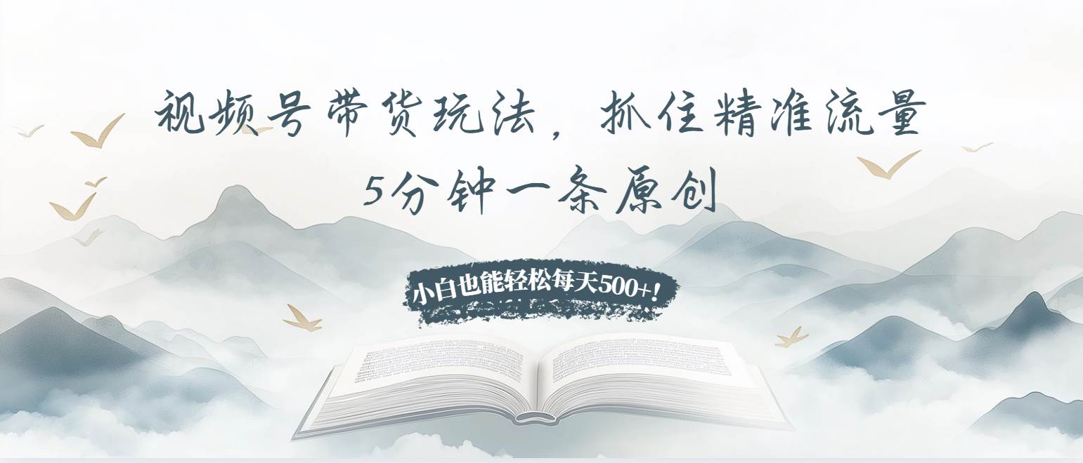 视频号带货玩法，抓住精准流量，5分钟一条原创，小白也能轻松每天500+！-钞能力网全创