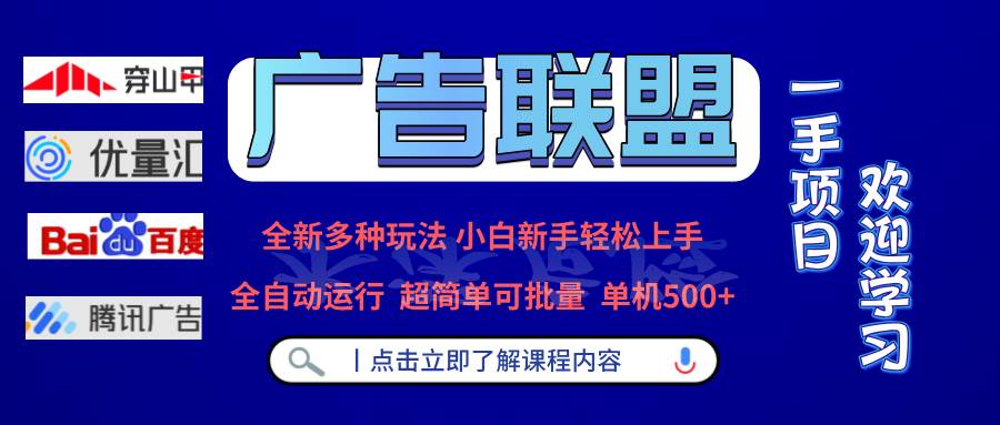广告联盟 全新多种玩法 单机500+  全自动运行  可批量运行-钞能力网全创