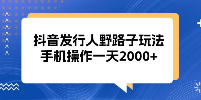 抖音发行人野路子玩法，手机操作一天2000+-钞能力网全创