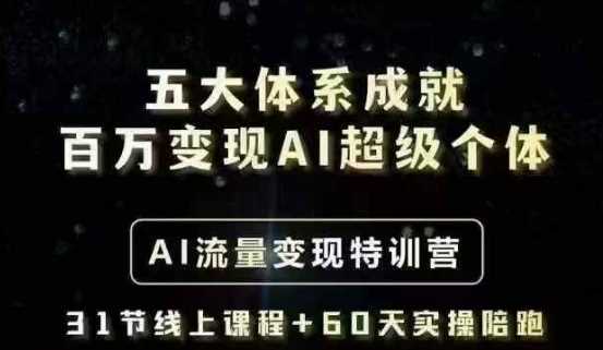 五大体系成就百万变现AI超级个体- AI流量变现特训营，一步一步教你一个人怎么年入百W-钞能力网全创