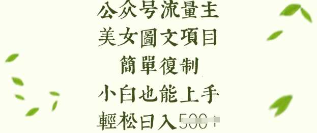 流量主长期收益项目，美女图片简单复制，小白也能上手，轻松日入5张-钞能力网全创
