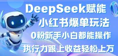 DeepSeek赋能小红书爆单玩法0粉新手小白都能操作，执行力跟上收益轻松上W，懒人勿做-钞能力网全创