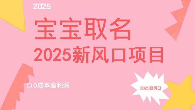 2025新风口项目宝宝取名，0成本高利润，附保姆级教程，月入过万不是梦-钞能力网全创